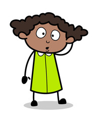 Confused Facial - Retro Black Office Girl Cartoon Vector Illustration