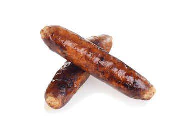 closeup of cooked chorizo sausages