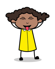 Teasing Face - Retro Black Office Girl Cartoon Vector Illustration