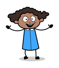 Laughing - Retro Black Office Girl Cartoon Vector Illustration