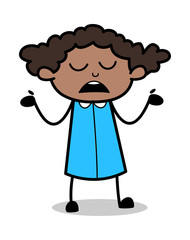 Unknown Expression - Retro Black Office Girl Cartoon Vector Illustration
