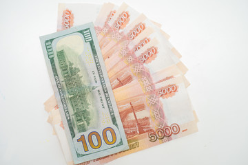 The dollars and the rubles. Business concept.