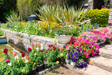 Beautuful Lodhi Garden with flowers, greenhouse, tombs and other sights, New Delhi, India