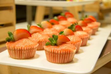 A strawberry cup cake