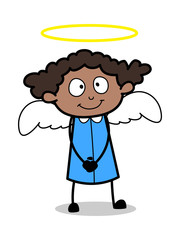 Angel - Retro Black Office Girl Cartoon Vector Illustration