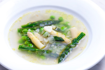 soup with pasta and asparagus