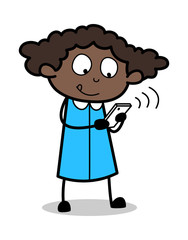 Chit-Chat - Retro Black Office Girl Cartoon Vector Illustration