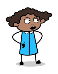 Talking Gesture - Retro Black Office Girl Cartoon Vector Illustration