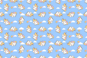 Cute unicorn cartoon seamless pattern background
