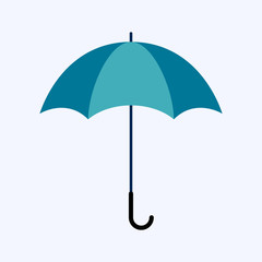 Blue umbrella flat style isolated on blue background