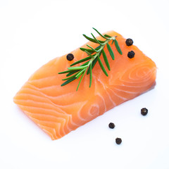 fresh raw salmon fillets isolated on white