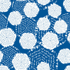 Vector blue and white hexagon patten. Suitable for textile, gift wrap and wallpaper.