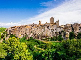 Fototapeta na wymiar Panoramic view of Vitorchiano, one of the most beautiful medieval village in Tuscia region, central Italy