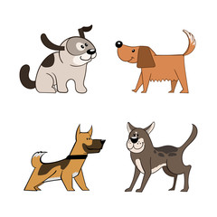 Cute funny cartoon dogs.