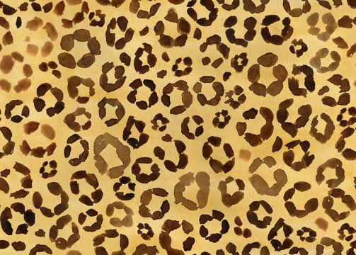 Seamless pattern with watercolor panther skin