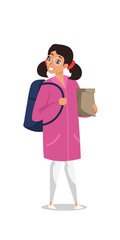 School girl wearing glasses vector illustration