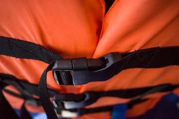 A close-up look of life vest jacket