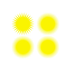 Set of yellow Sun Icons. Vector Illustration