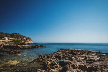 Fototapeta na wymiar Ocean beach on the Crete long explosure