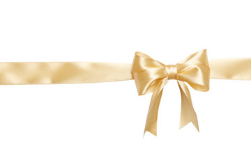 beige ribbon and bow isolated on white background