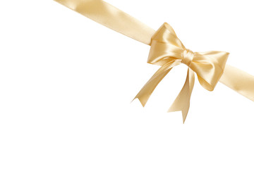 beige ribbon and bow isolated on white background