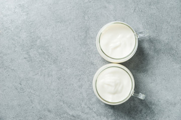 Nutritional eggs, strawberry, yogurt breakfast