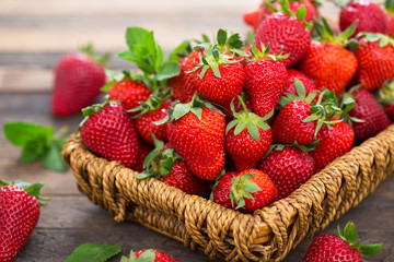 Fresh strawberries in the basket