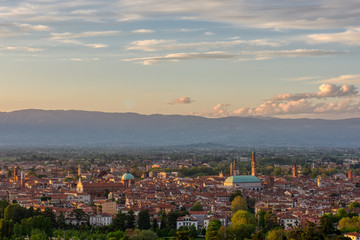 Fototapeta na wymiar Panorama of Vicenza at the sunset