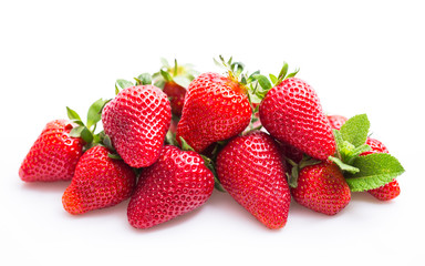 Fototapeta na wymiar Fresh strawberries on the white background