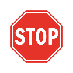 Vector Stop Sign Icon. flat style. red stop sign for your web site design, logo, app, UI. stop traffic symbol. traffic regulatory warning stop symbol.