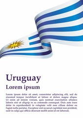 Flag of Uruguay, Oriental Republic of Uruguay. Template for award design, an official document with the flag of Uruguay. Bright, colorful vector illustration.