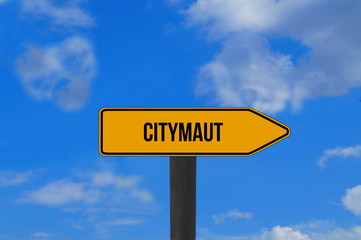 Ein Schild zeigt in Richtung der Citymaut