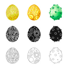 Vector design of animal and prehistoric sign. Set of animal and cute  vector icon for stock.