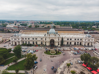 Naklejka premium aerial view of railway station