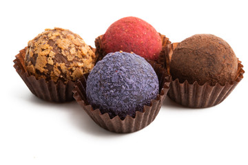 chocolate truffles isolated