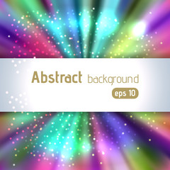 Vector illustration of colorful abstract background with blurred magic light rays, vector illustration.