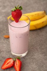 Strawberry protein shake. Sports nutrition and healthy lifestyle concept. 