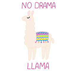 Llama lettering vector illustration