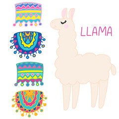 Llama lettering vector illustration
