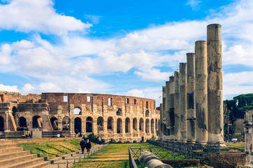 Rome Italy, -scenic view of Colosseum, one of the most important sights of Rome.