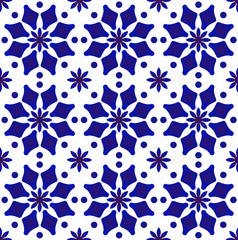 blue and white floral pattern
