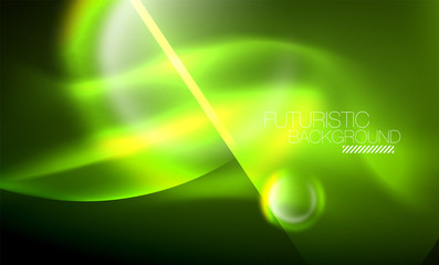 Vector glowing neon circles abstract background