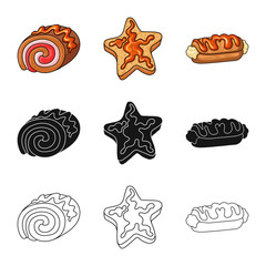 Vector illustration of confectionery and culinary logo. Set of confectionery and product stock vector illustration.