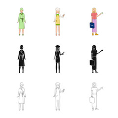 Isolated object of posture and mood logo. Collection of posture and female stock vector illustration.