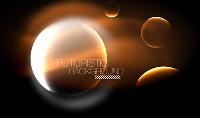 Blurred neon glowing round shapes, abstract circles and lights