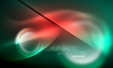 Vector glowing neon circles abstract background