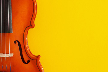 Violin poster yellow and orange good for classical music concert, ads, violinist visit card