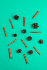 christmas spirit, holiday, party decoration, top view photo. New yearhome decor