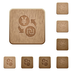 Yen new Shekel money exchange wooden buttons