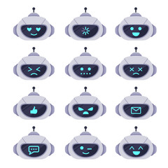 Chatbot avatar set, technology chat cute symbol